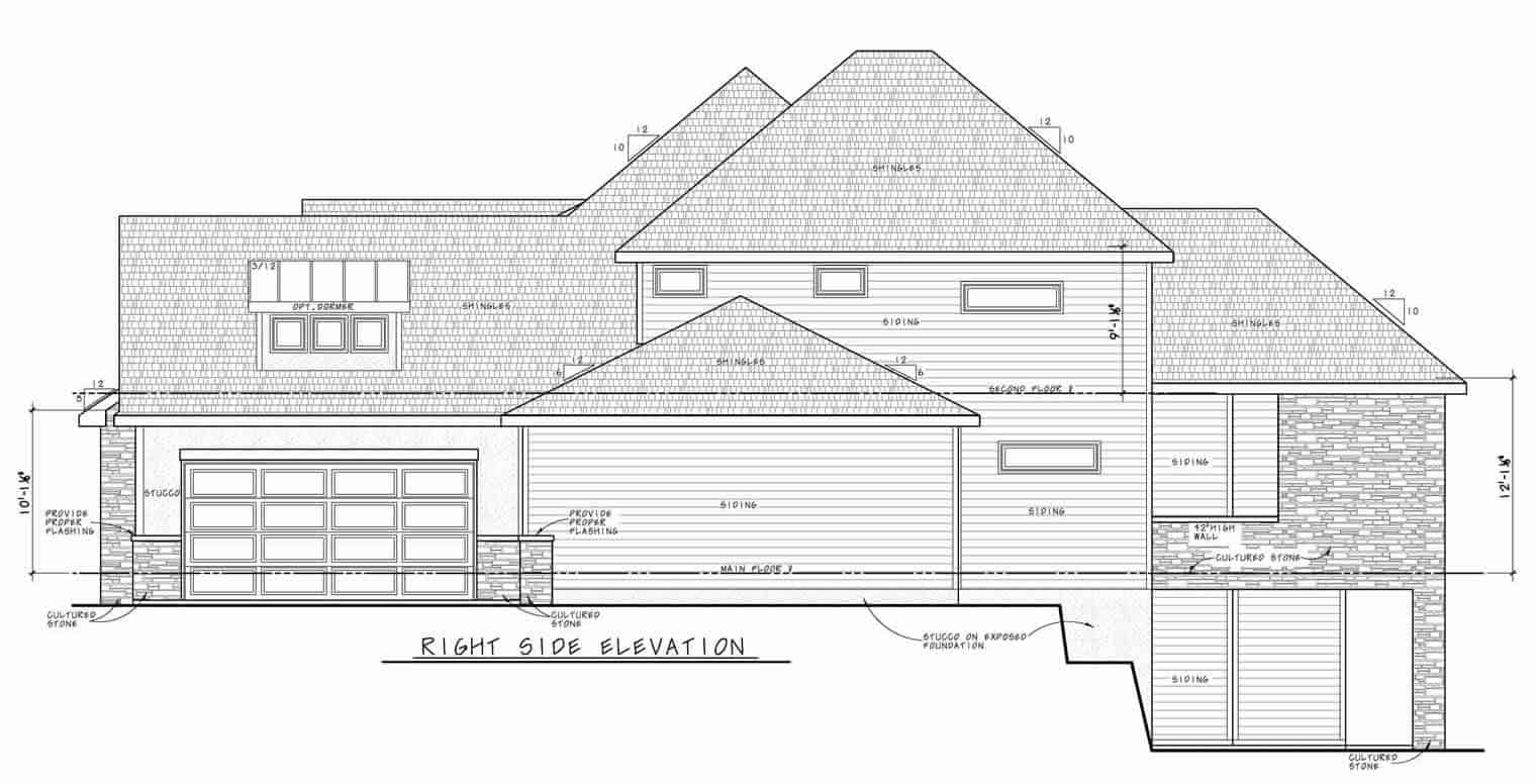 Home Plan Right Elevation of this 5-Bedroom,6524 Sq Ft Plan -120-2605