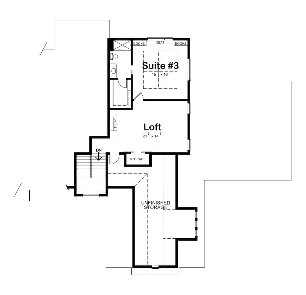 Floor Plan Upper Level of Farmhouse Plan #120-2605