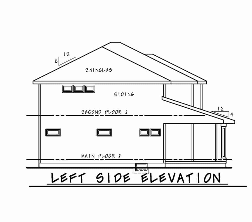 Home Plan Left Elevation of this 4-Bedroom,2314 Sq Ft Plan -120-2607