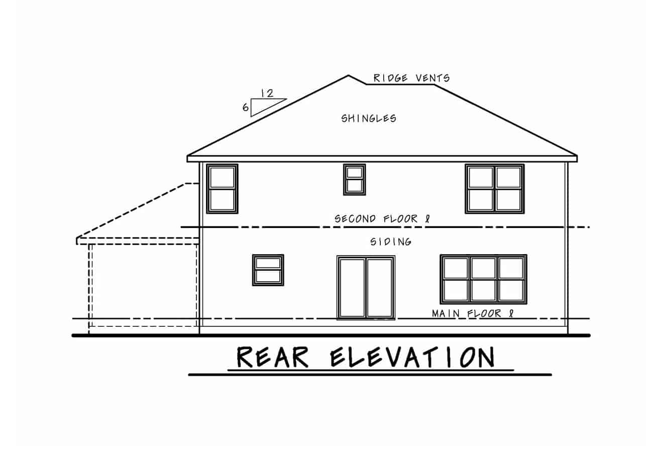 Home Plan Rear Elevation of this 4-Bedroom,2314 Sq Ft Plan -120-2607
