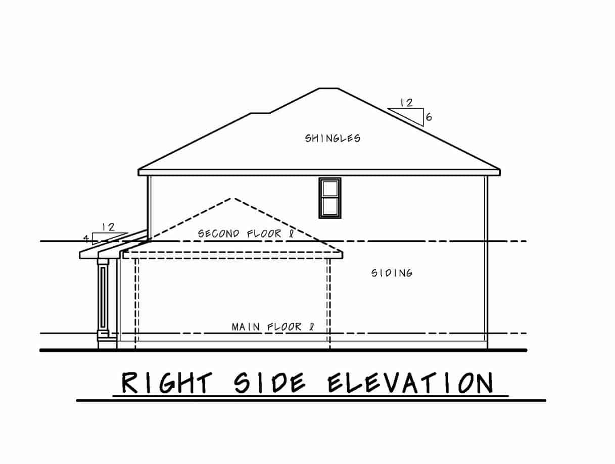 Home Plan Right Elevation of this 4-Bedroom,2314 Sq Ft Plan -120-2607
