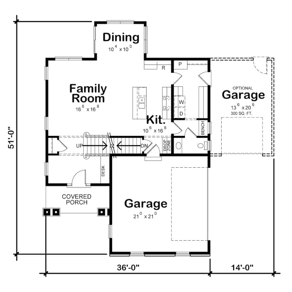 Floor Plan Main Level of Farmhouse Plan #120-2608