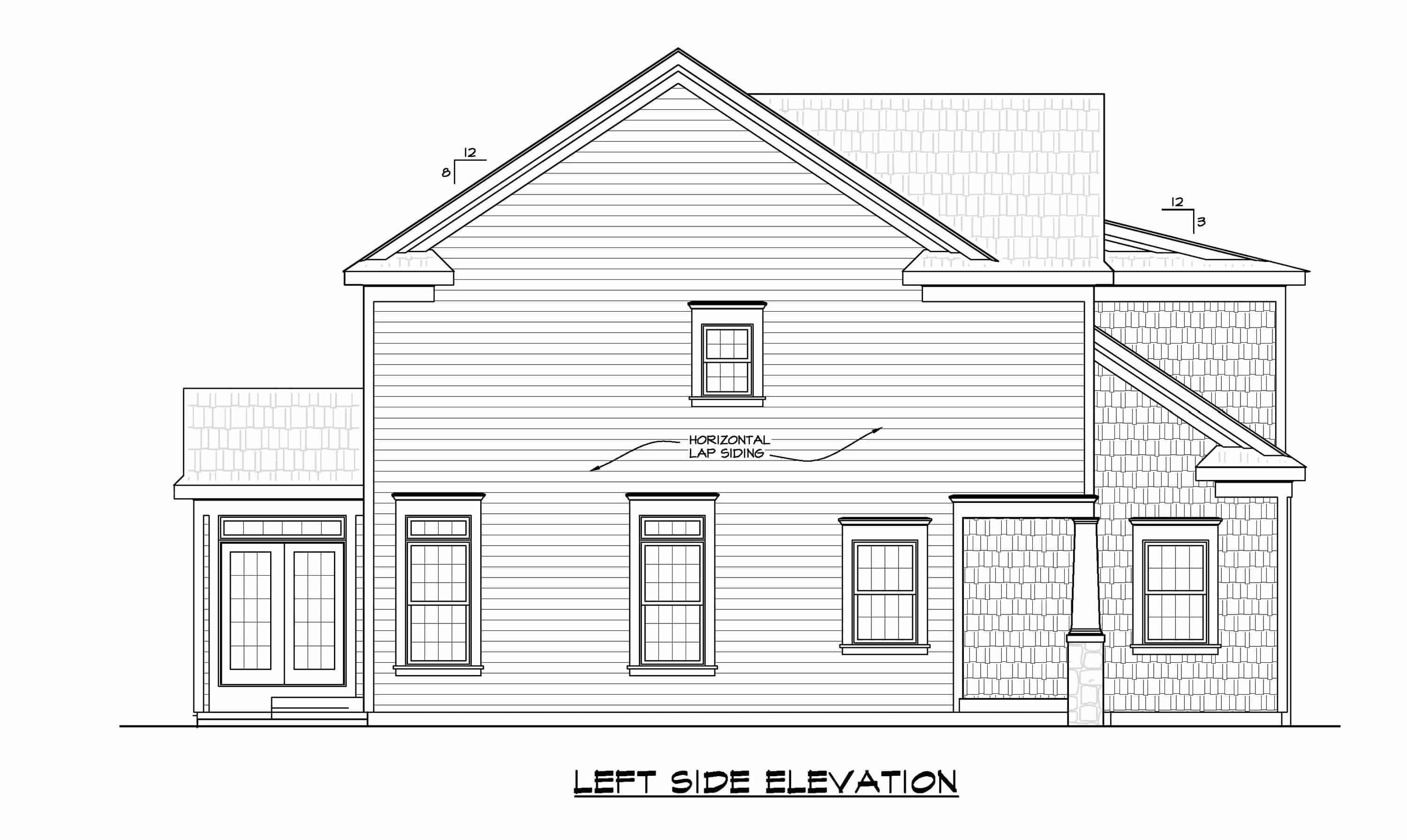 Home Plan Left Elevation of this 4-Bedroom,2257 Sq Ft Plan -120-2608
