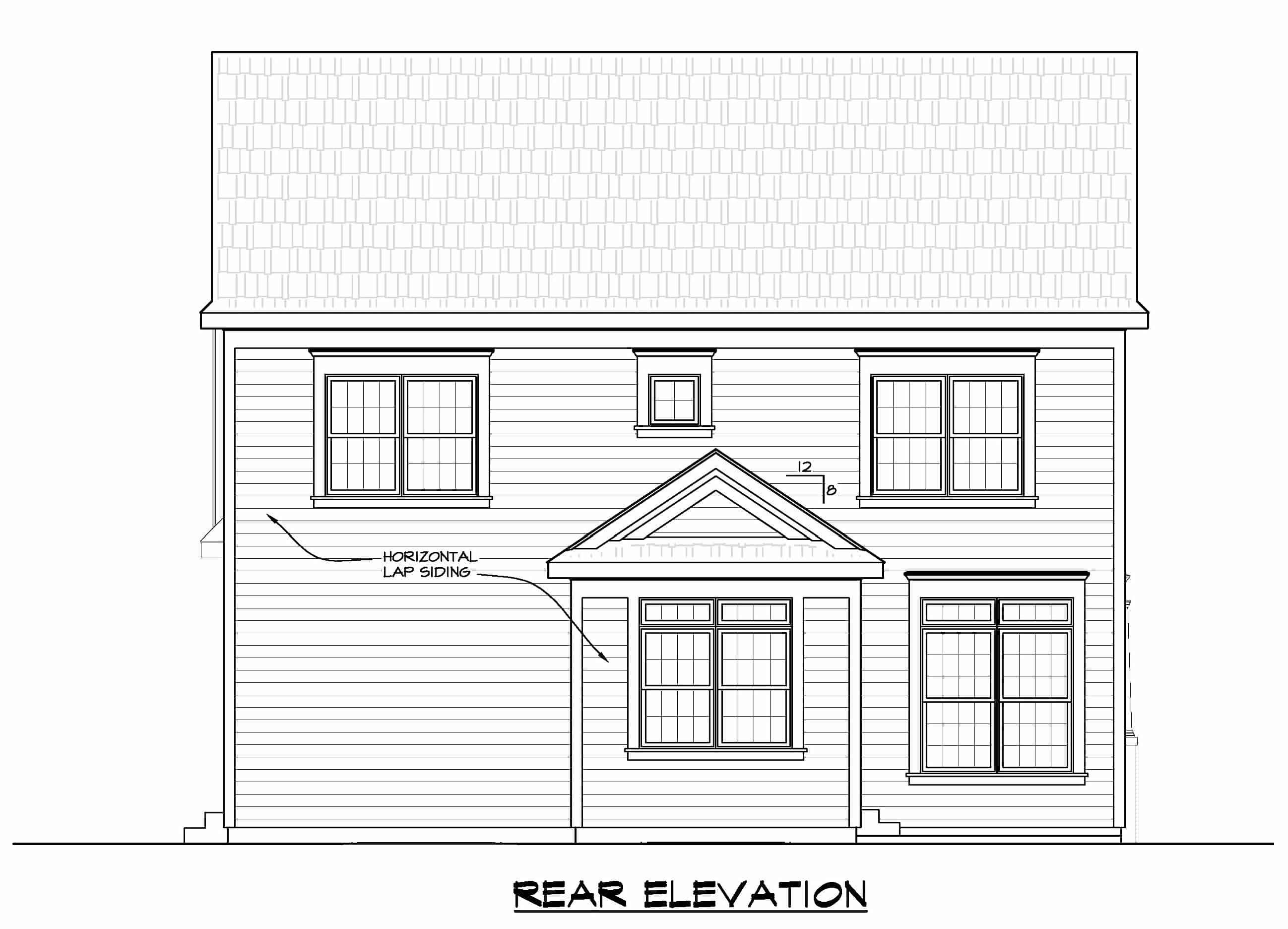 Home Plan Rear Elevation of this 4-Bedroom,2257 Sq Ft Plan -120-2608