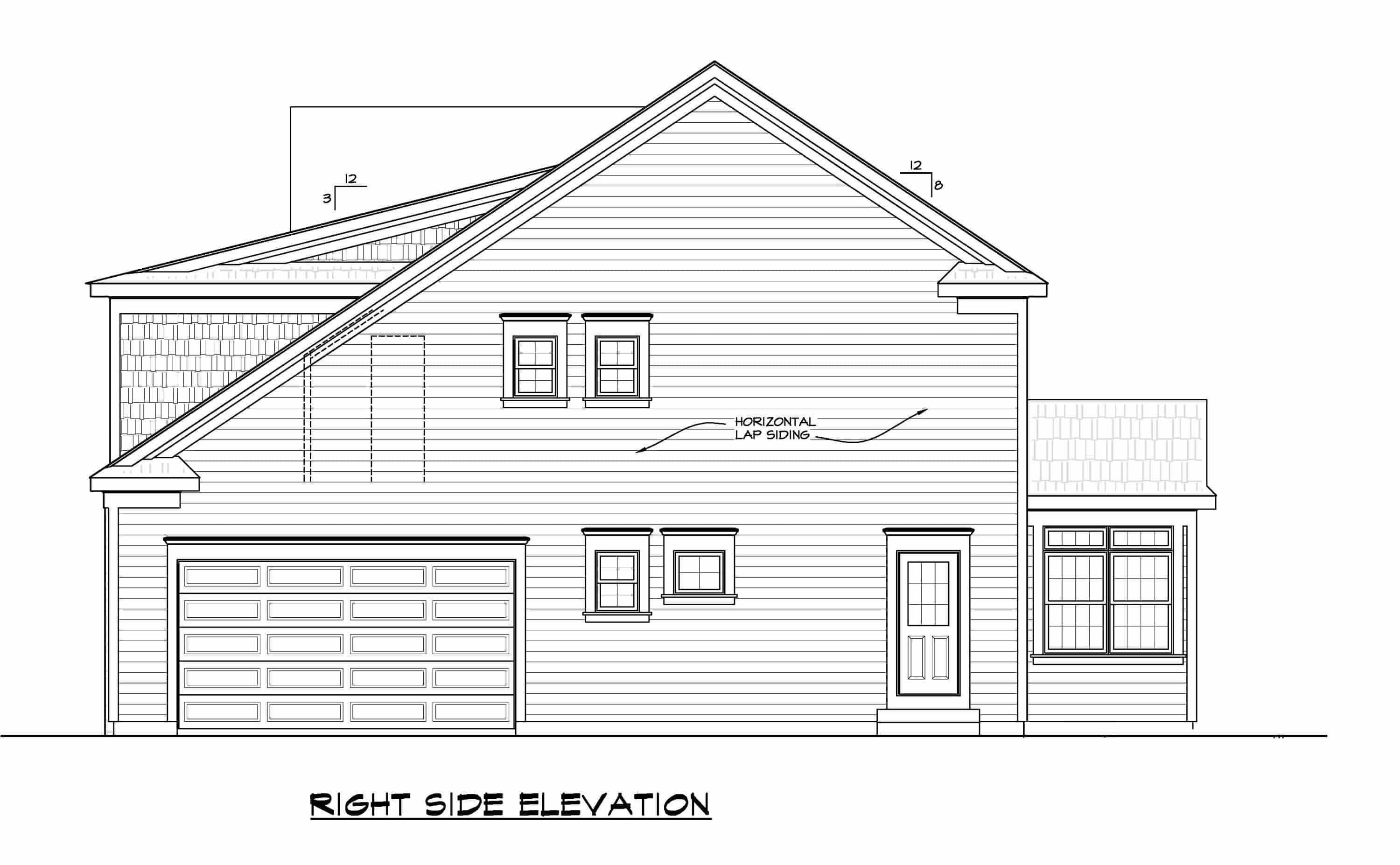 Home Plan Right Elevation of this 4-Bedroom,2257 Sq Ft Plan -120-2608