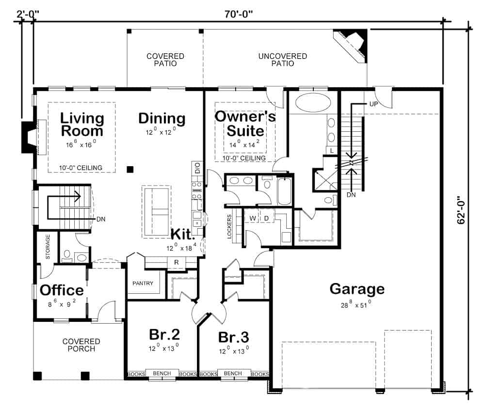Floor Plan Main Level of Contemporary Plan #120-2610