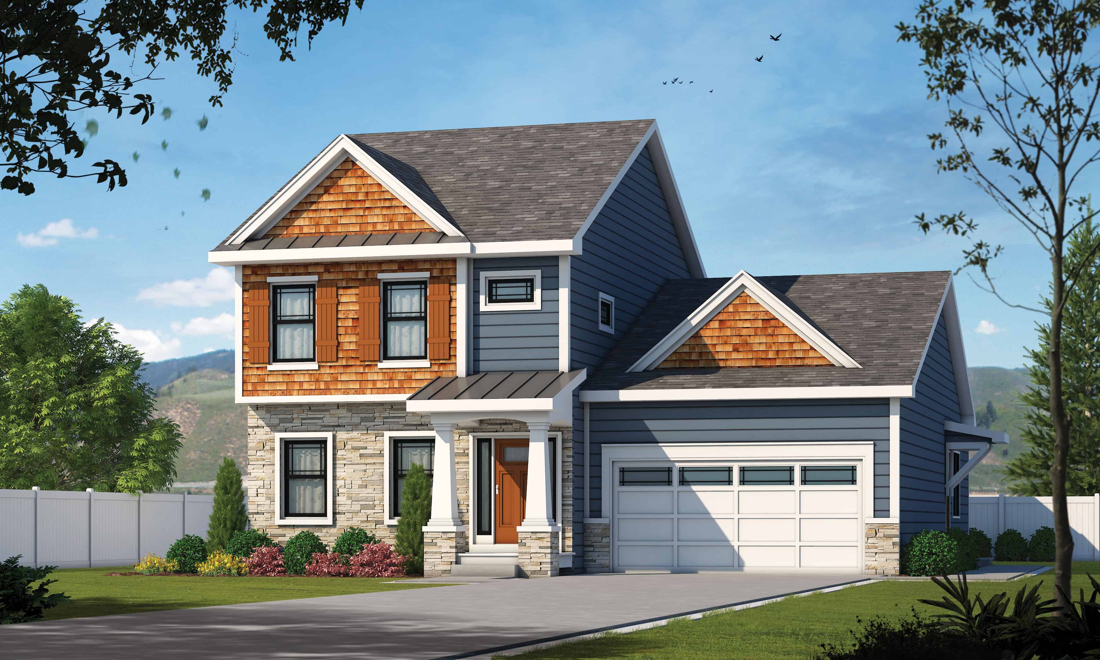 Front elevation of Contemporary home (ThePlanCollection: House Plan #120-2611)