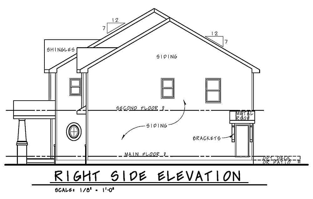 Home Plan Right Elevation of this 4-Bedroom,2591 Sq Ft Plan -120-2612
