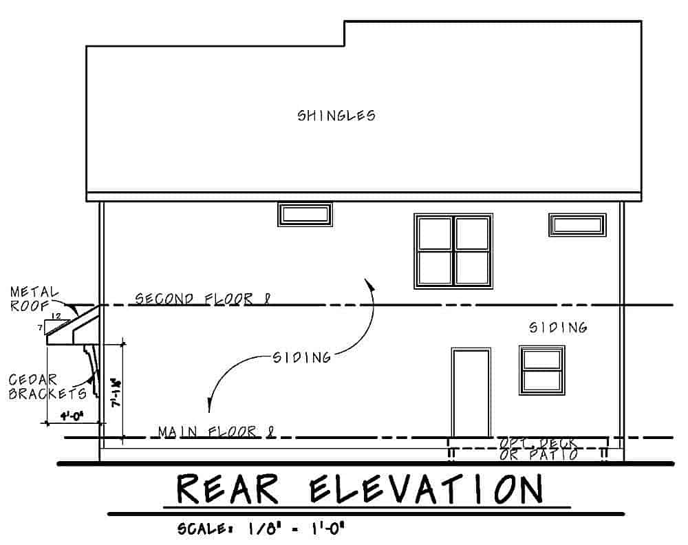 Home Plan Rear Elevation of this 4-Bedroom,2591 Sq Ft Plan -120-2612