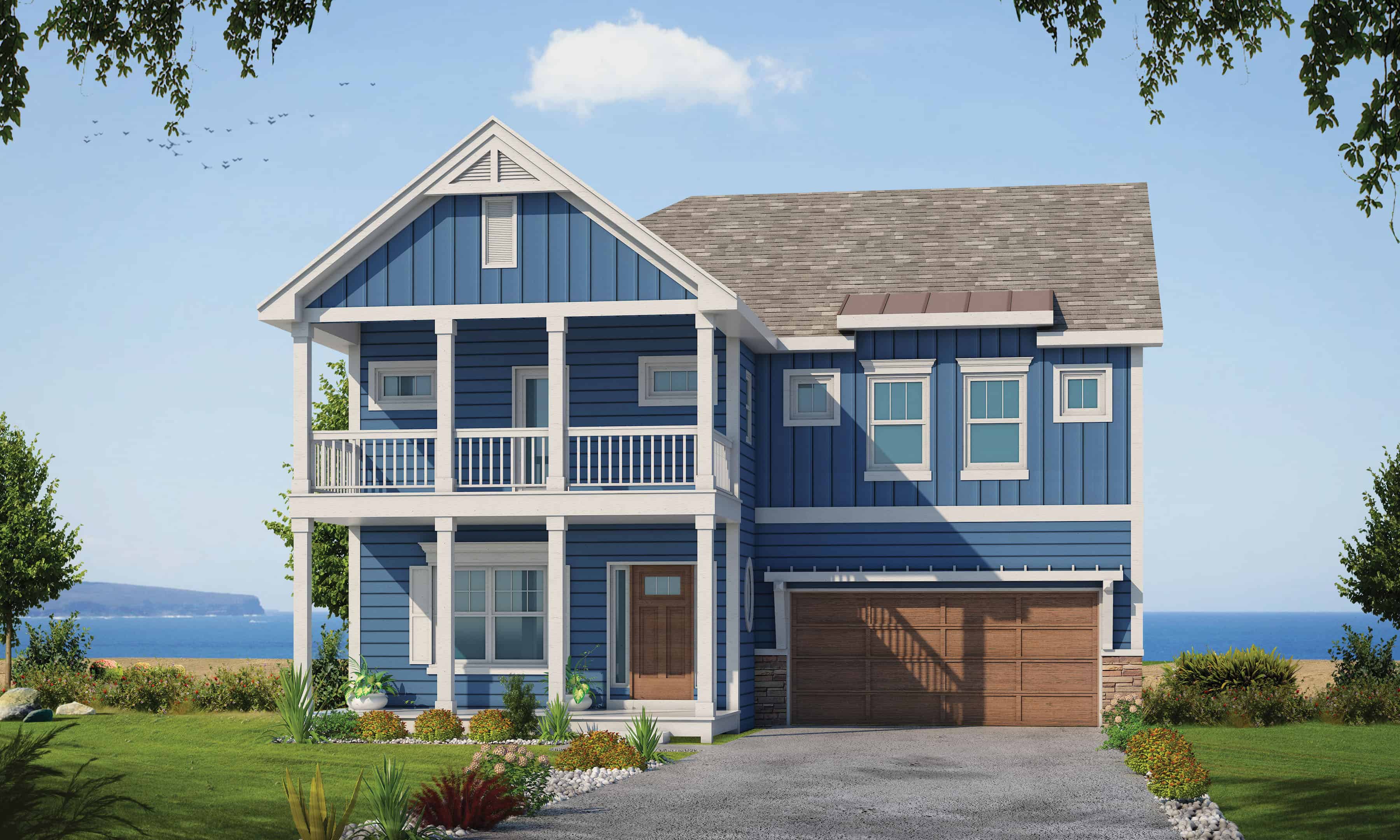 Front elevation of Lake home (ThePlanCollection: House Plan #120-2613)