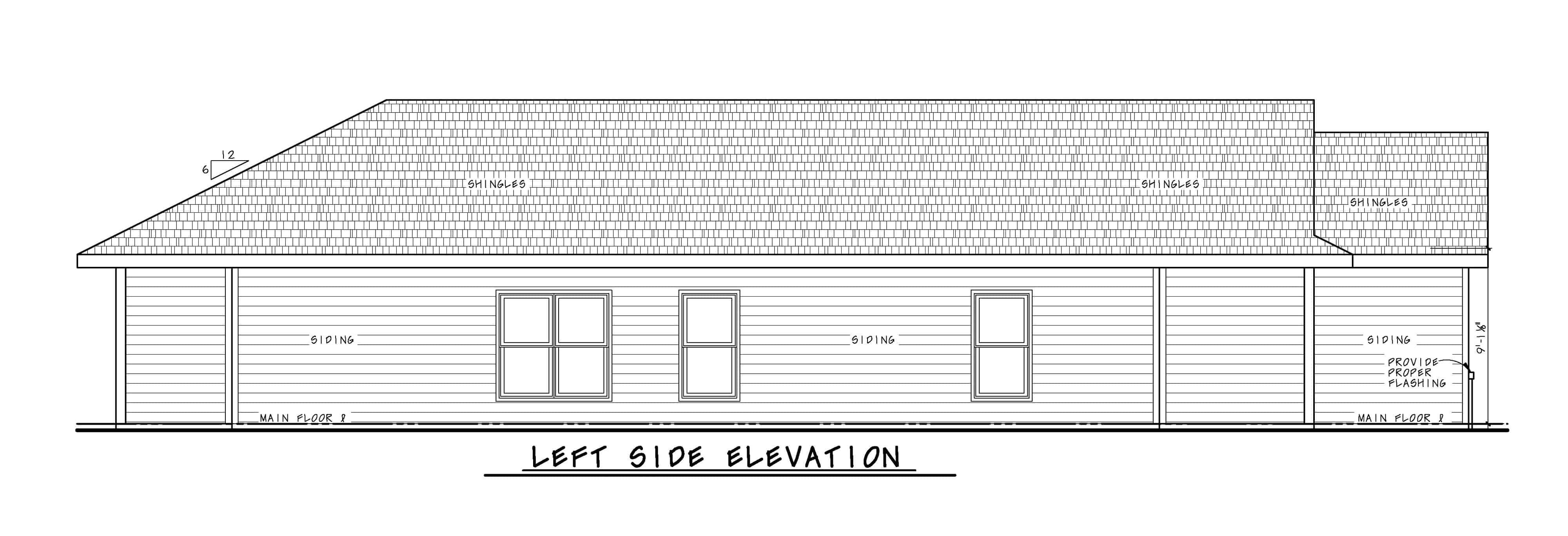 Home Plan Left Elevation of this 2-Bedroom,1327 Sq Ft Plan -120-2615