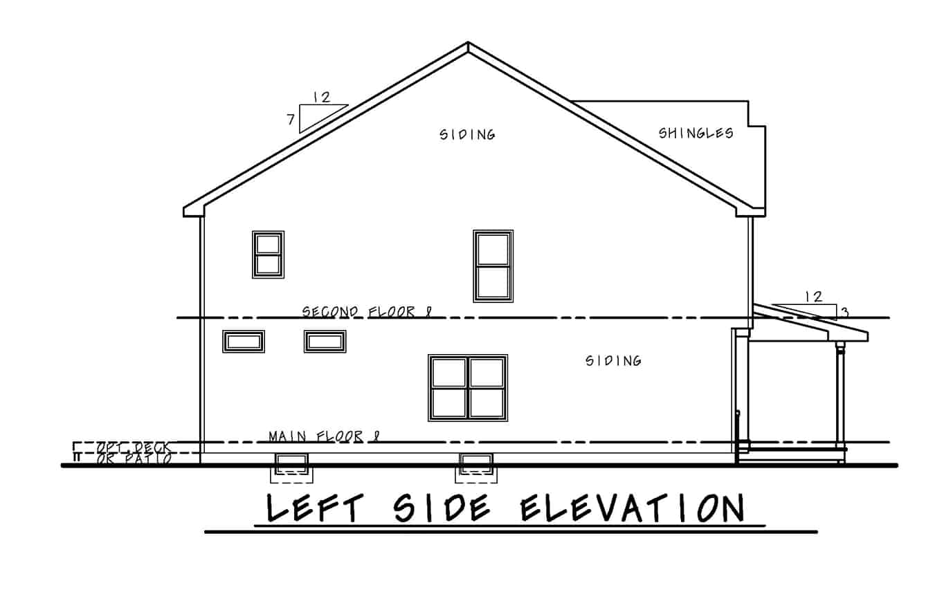 Home Plan Left Elevation of this 4-Bedroom,2598 Sq Ft Plan -120-2619