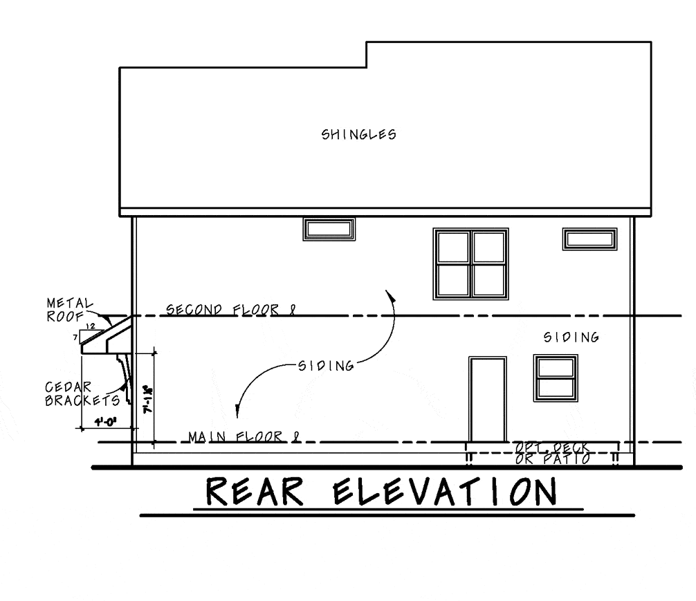 Home Plan Rear Elevation of this 4-Bedroom,2598 Sq Ft Plan -120-2619