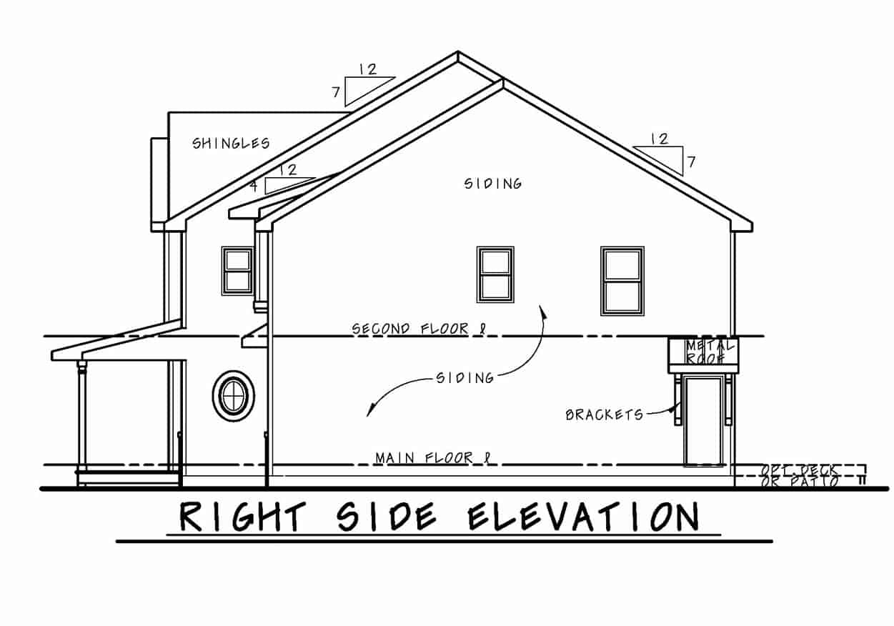 Home Plan Right Elevation of this 4-Bedroom,2598 Sq Ft Plan -120-2619