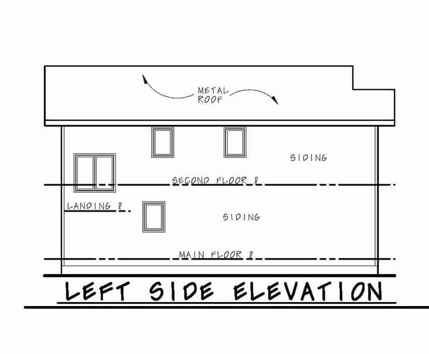 Home Plan Left Elevation of this 3-Bedroom,1277 Sq Ft Plan -120-2621
