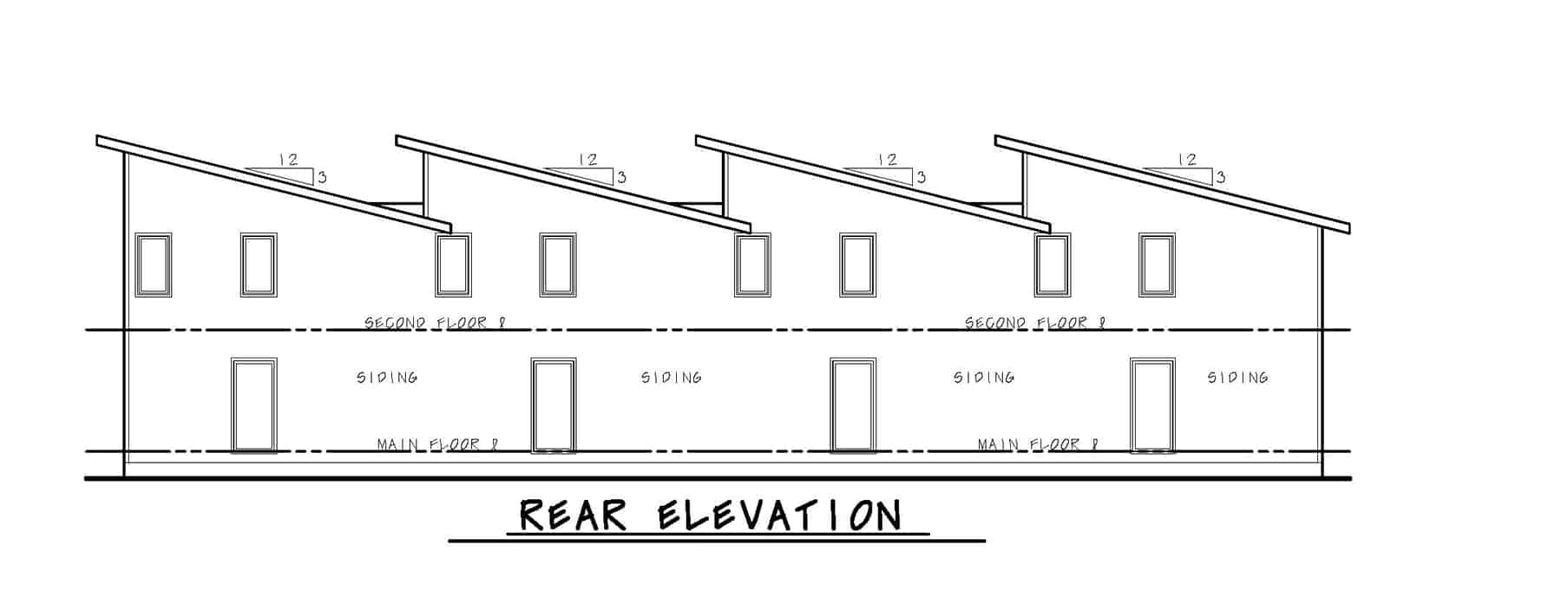 Home Plan Rear Elevation of this 3-Bedroom,1277 Sq Ft Plan -120-2621