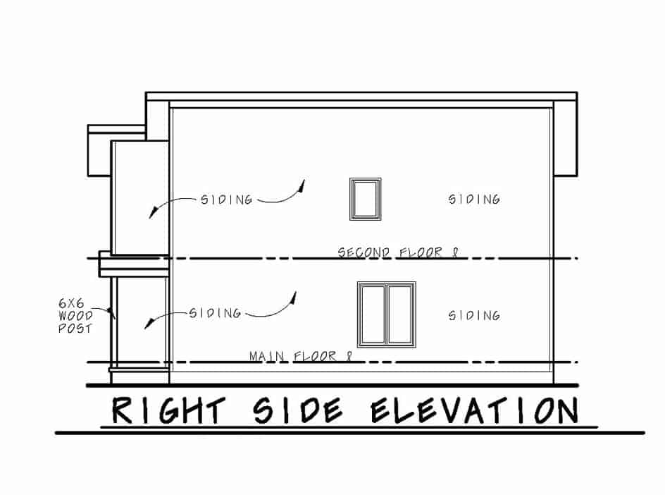 Home Plan Right Elevation of this 3-Bedroom,1277 Sq Ft Plan -120-2621
