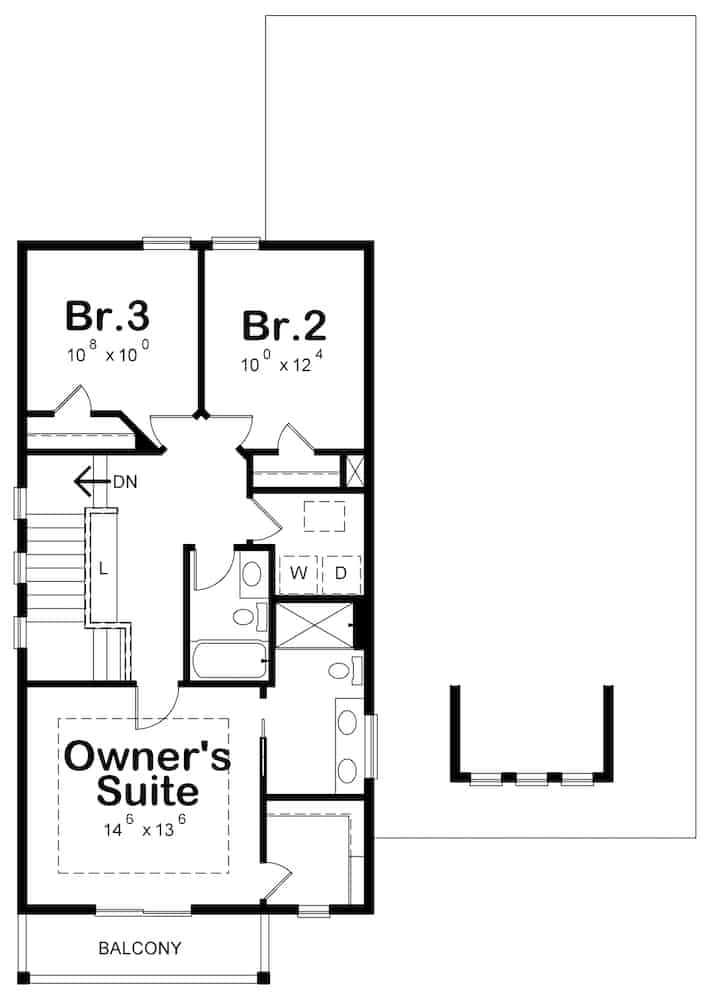 Floor Plan Upper Level of Farmhouse Plan #120-2623