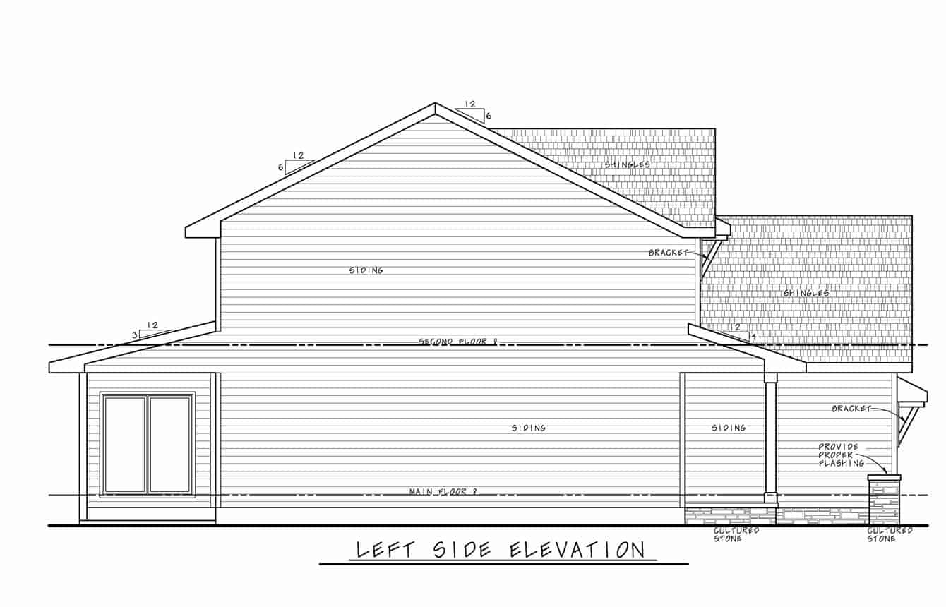 Home Plan Left Elevation of this 3-Bedroom,2077 Sq Ft Plan -120-2624