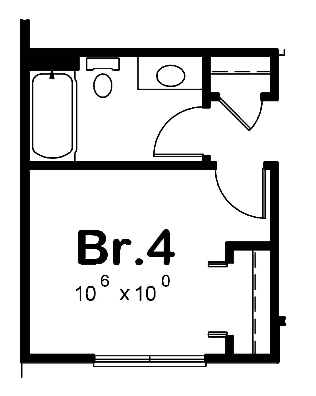 Alternate Bedroom Floor Plan Main Level of Farmhouse Plan #120-2624