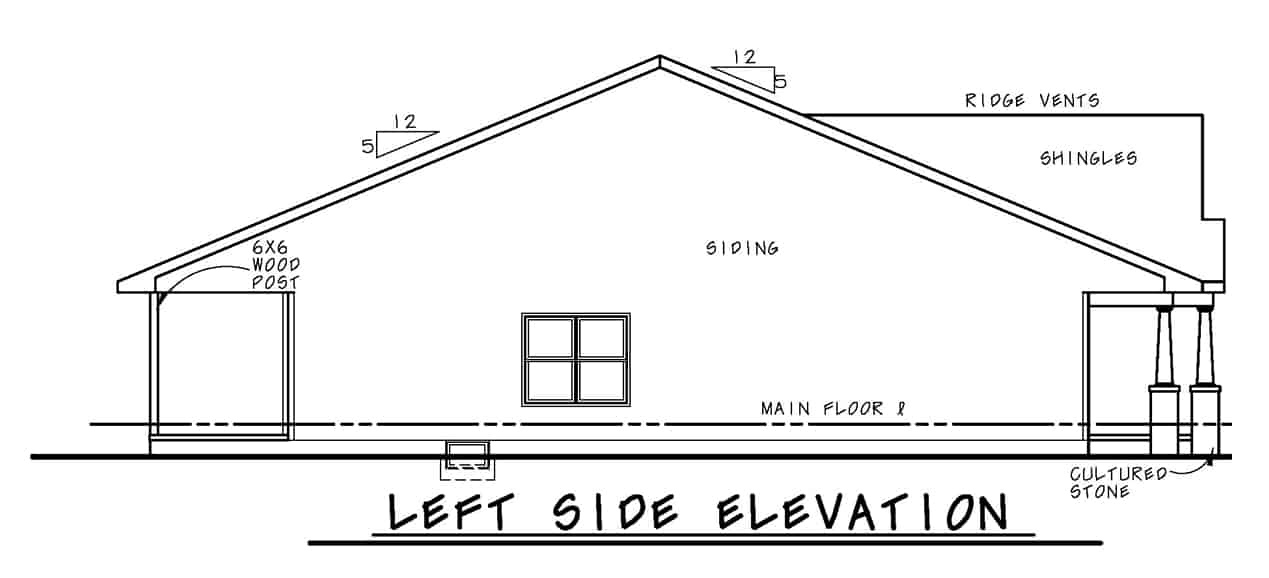 Home Plan Left Elevation of this 2-Bedroom,1733 Sq Ft Plan -120-2625