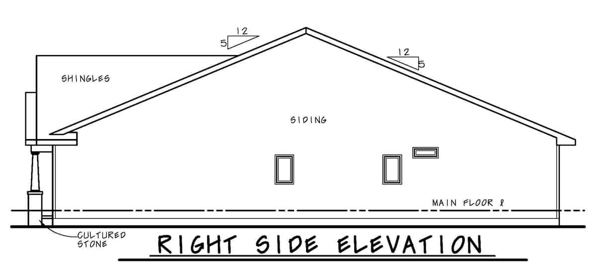 Home Plan Right Elevation of this 2-Bedroom,1733 Sq Ft Plan -120-2625
