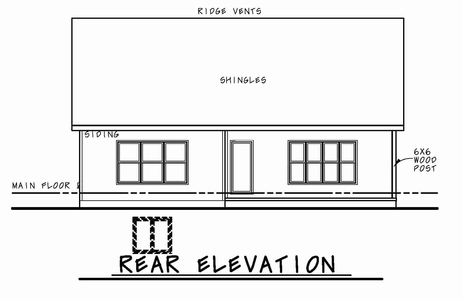 Home Plan Rear Elevation of this 2-Bedroom,1733 Sq Ft Plan -120-2625