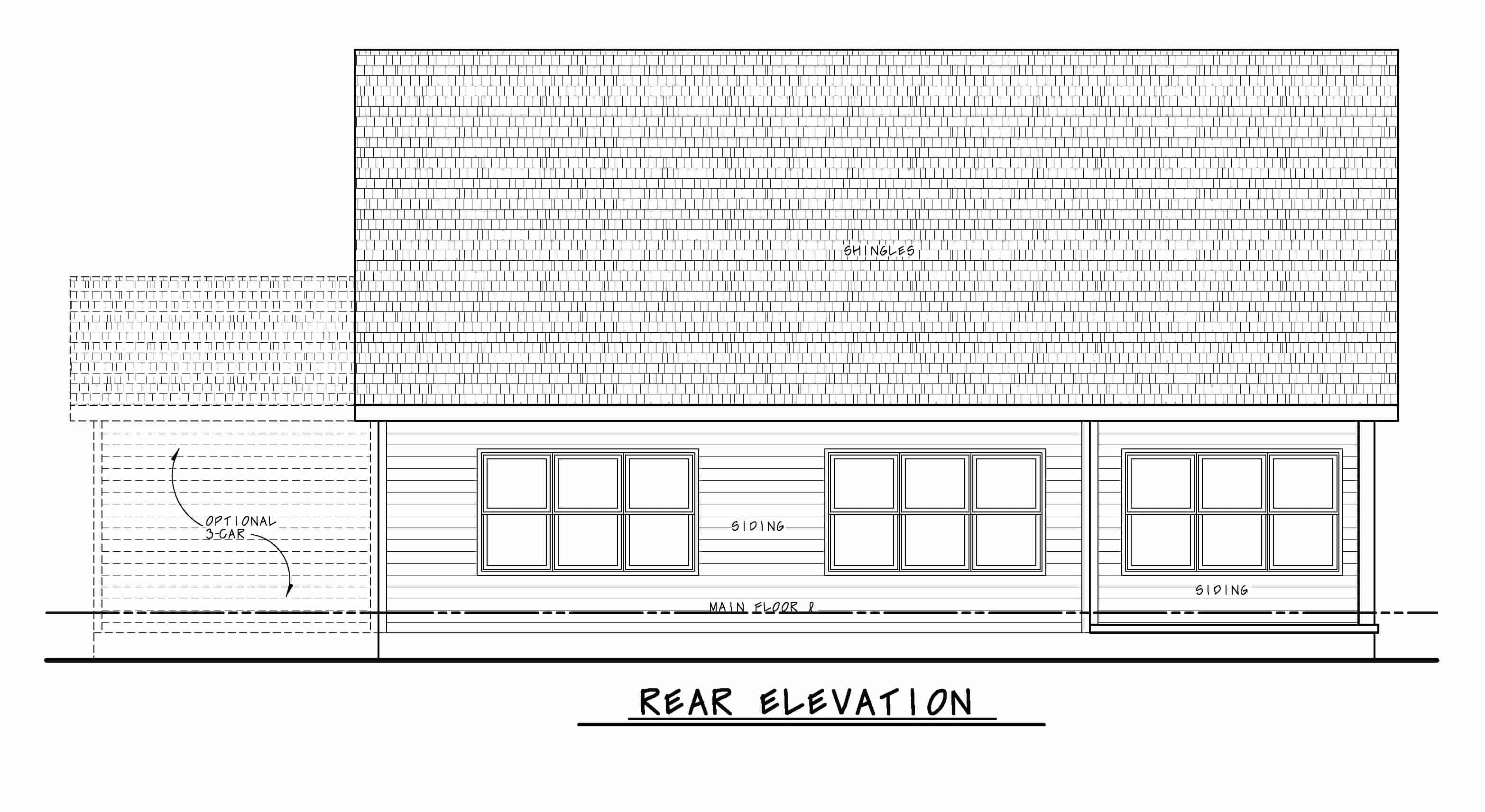 Home Plan Rear Elevation of this 2-Bedroom,2120 Sq Ft Plan -120-2627