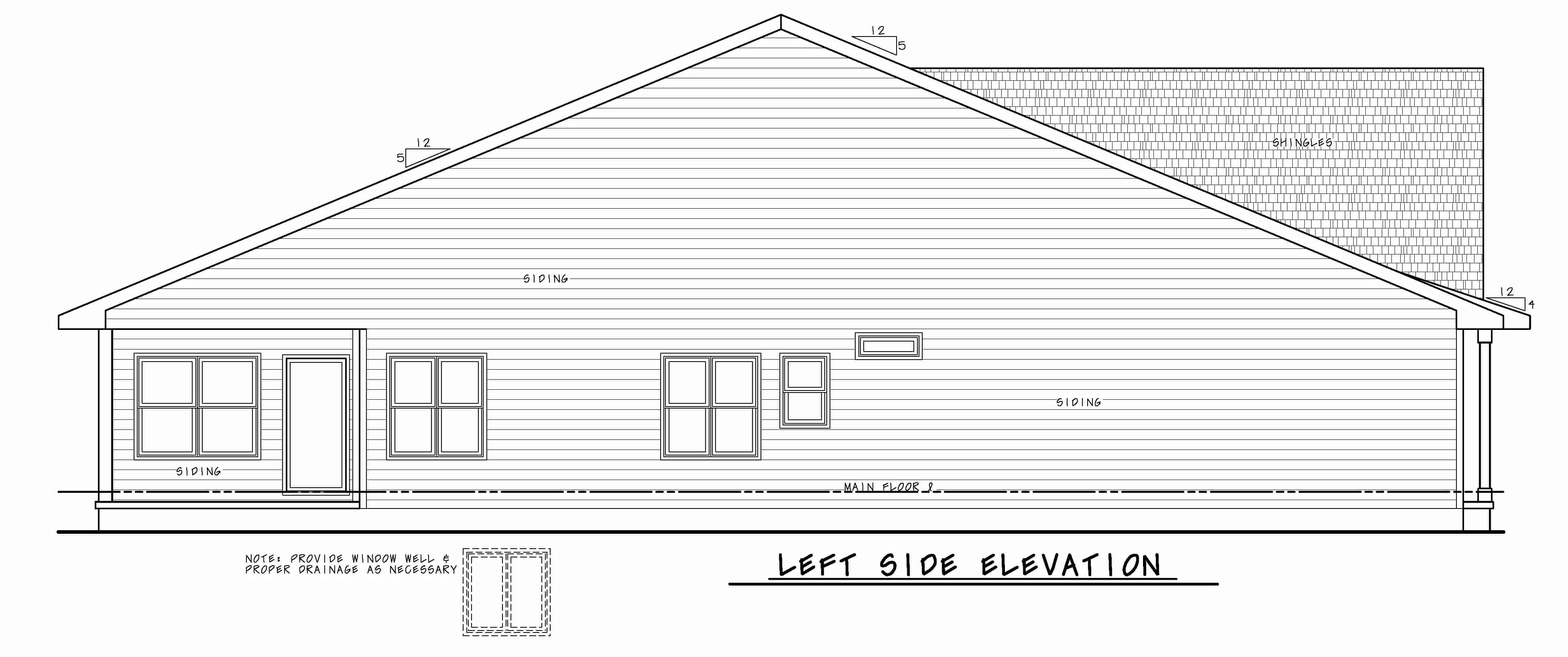 Home Plan Left Elevation of this 2-Bedroom,2120 Sq Ft Plan -120-2627