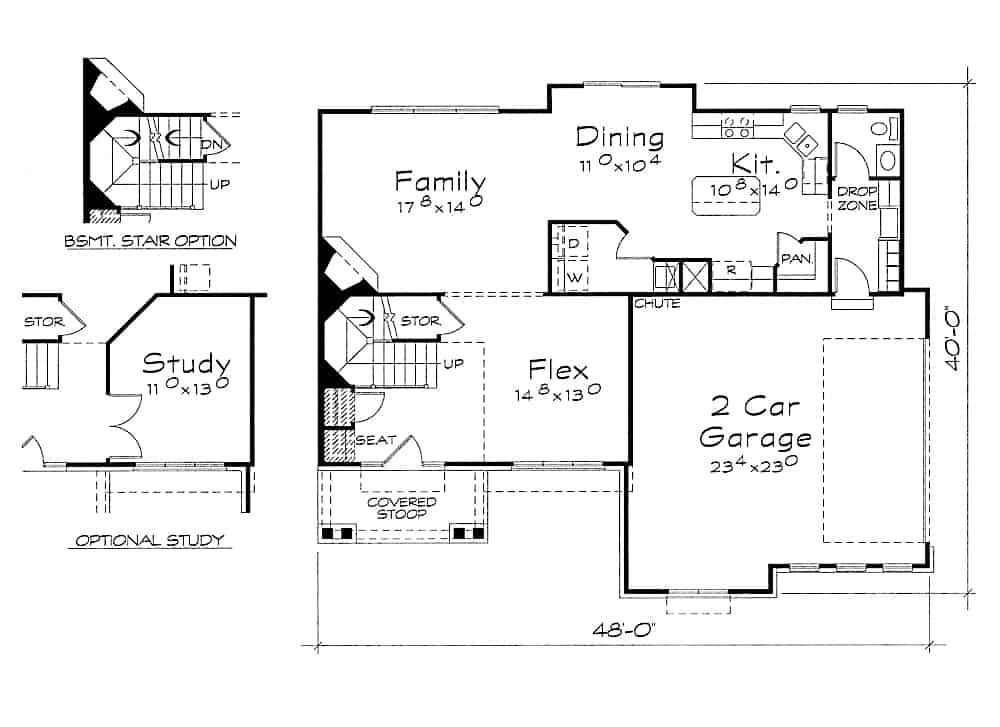 Floor Plan Main Level of Contemporary Plan #120-2628