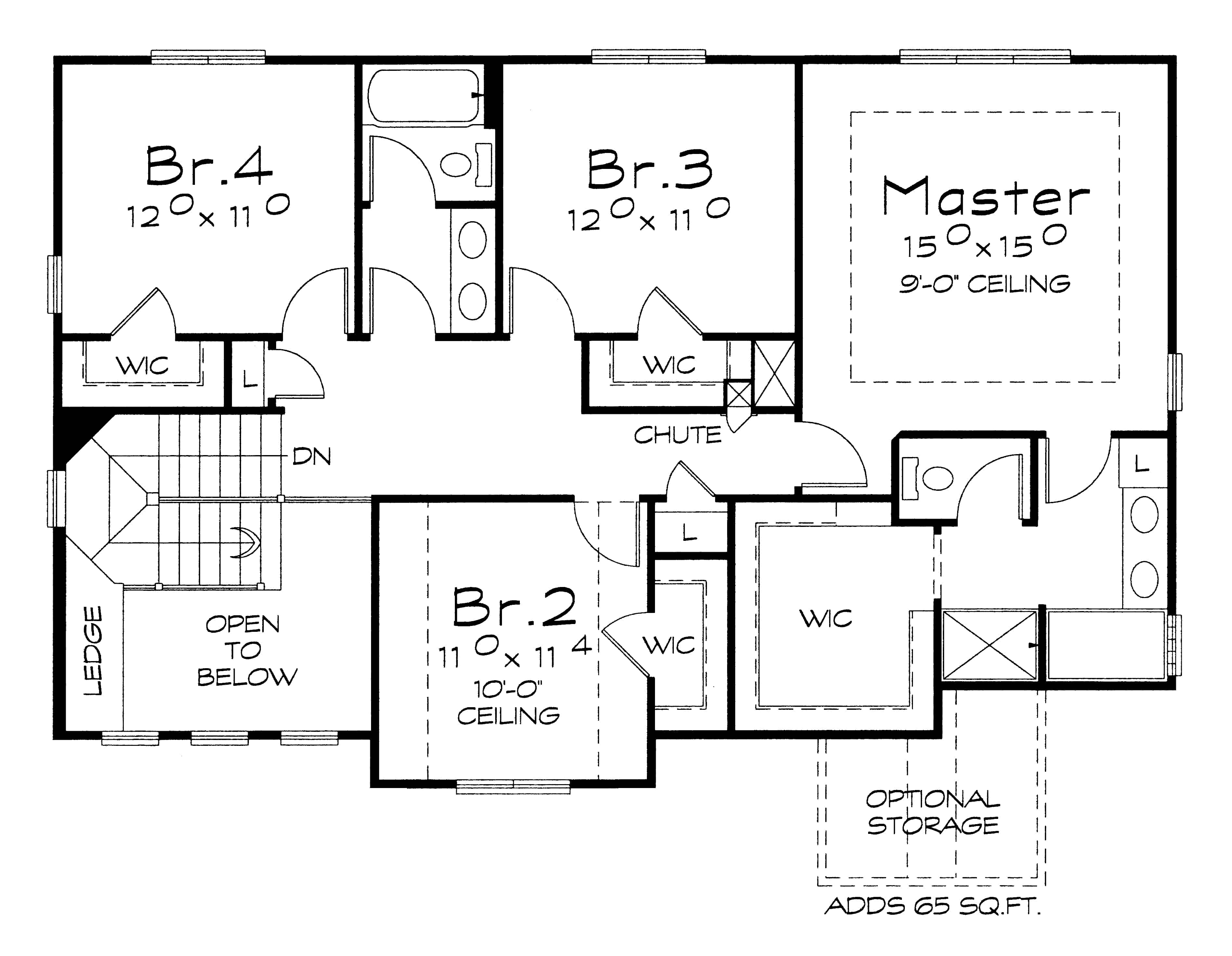 Floor Plan Upper Level of Contemporary Plan #120-2628
