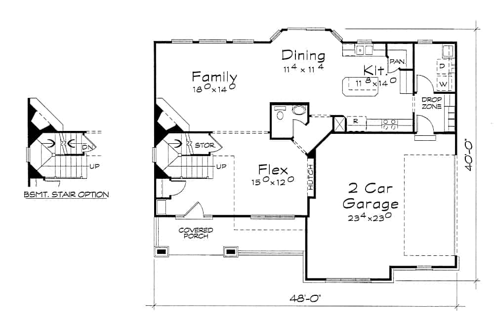 Floor Plan Main Level of Traditional Plan #120-2629