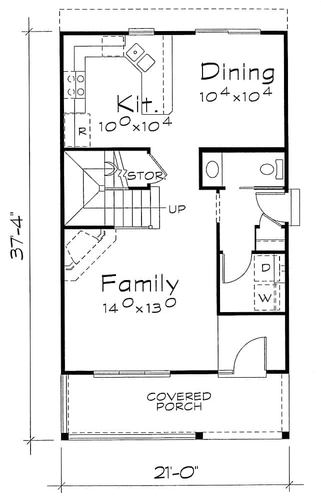 Floor Plan Main Level of Farmhouse Plan #120-2630