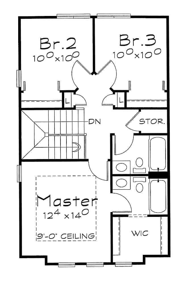 Floor Plan Upper Level of Farmhouse Plan #120-2630