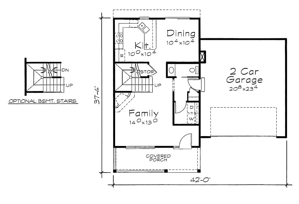 Floor Plan Main Level of Farmhouse Plan #120-2631