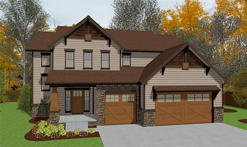 Front View of this 4-Bedroom, 2195 Sq Ft Plan - 120-2632