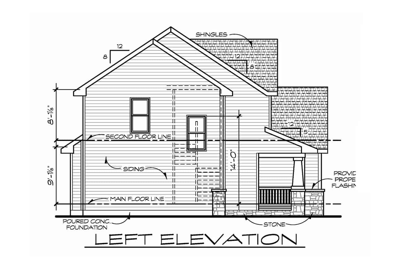 Home Plan Left Elevation of this 4-Bedroom,2195 Sq Ft Plan -120-2632