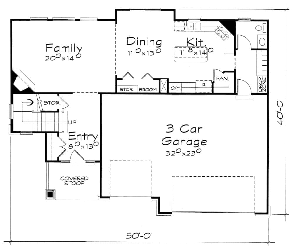 Floor Plan Main Level of Farmhouse Plan #120-2632