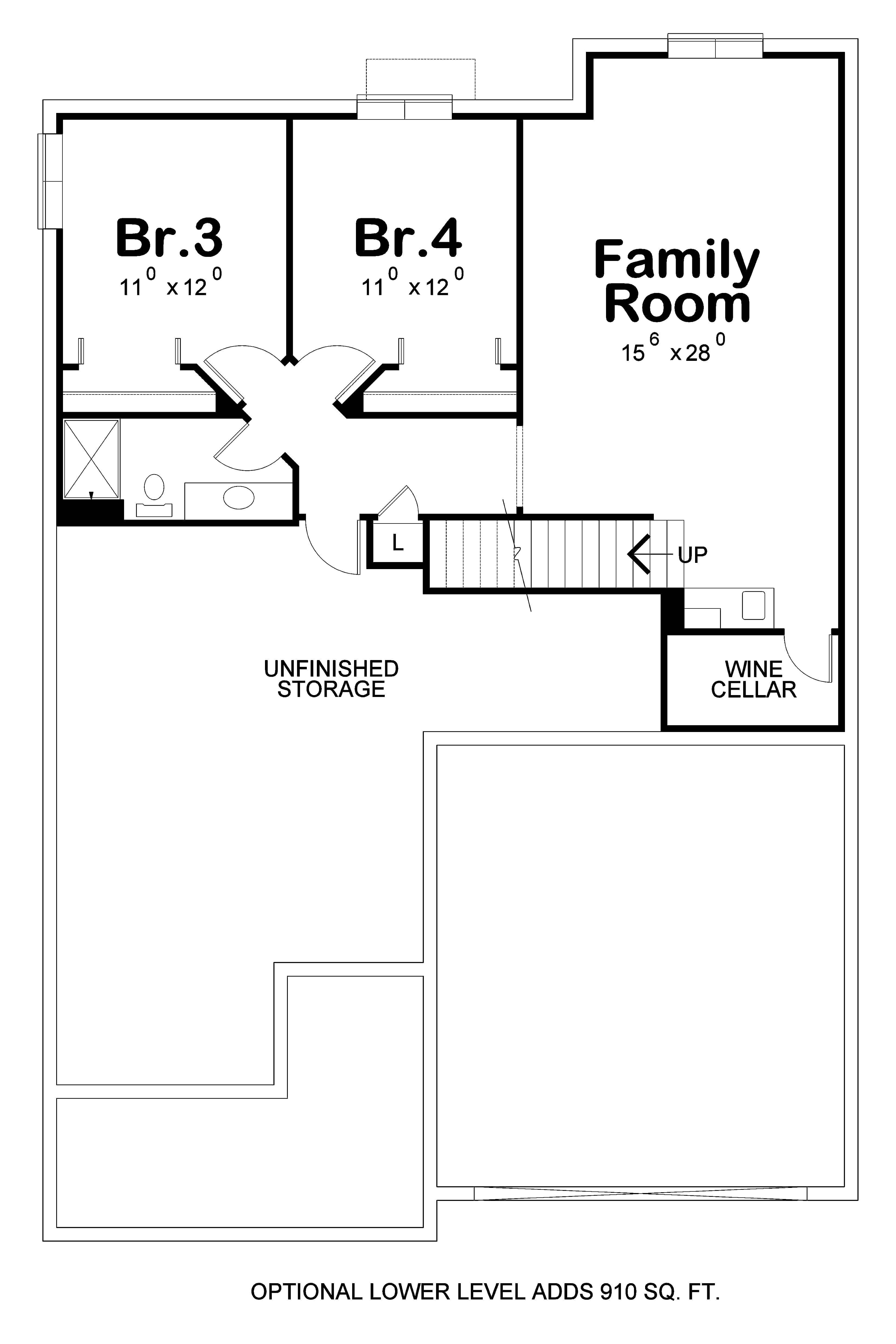 Floor Plan Basement of Cottage Plan #120-2633
