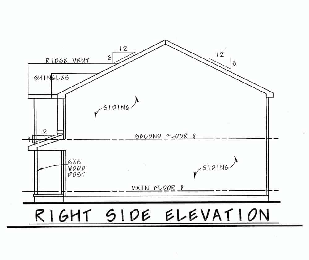Home Plan Right Elevation of this 3-Bedroom,1540 Sq Ft Plan -120-2635