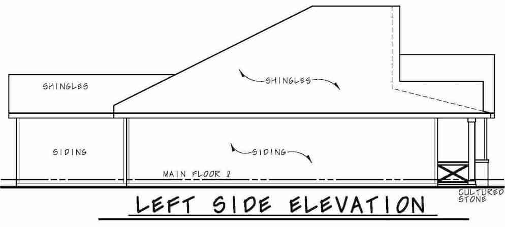 Home Plan Left Elevation of this 3-Bedroom,1619 Sq Ft Plan -120-2638