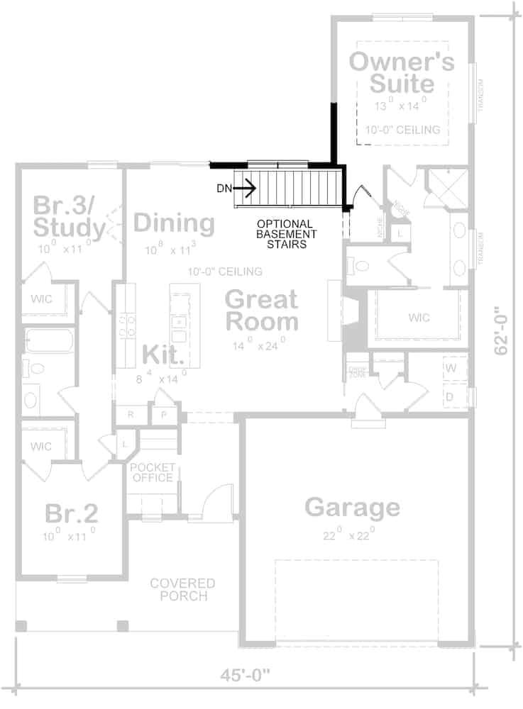 Floor Plan Main Level of Contemporary Plan #120-2638