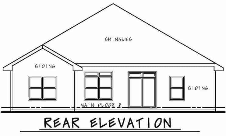 Home Plan Rear Elevation of this 3-Bedroom,1619 Sq Ft Plan -120-2638