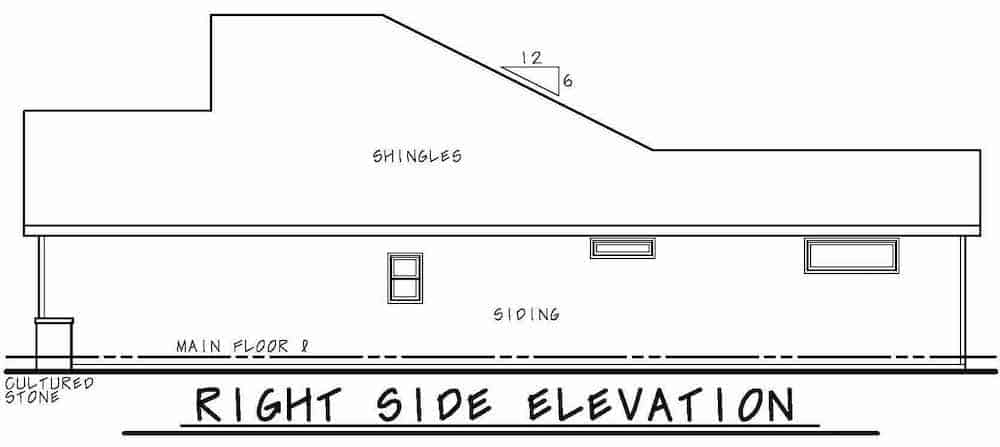 Home Plan Right Elevation of this 3-Bedroom,1619 Sq Ft Plan -120-2638