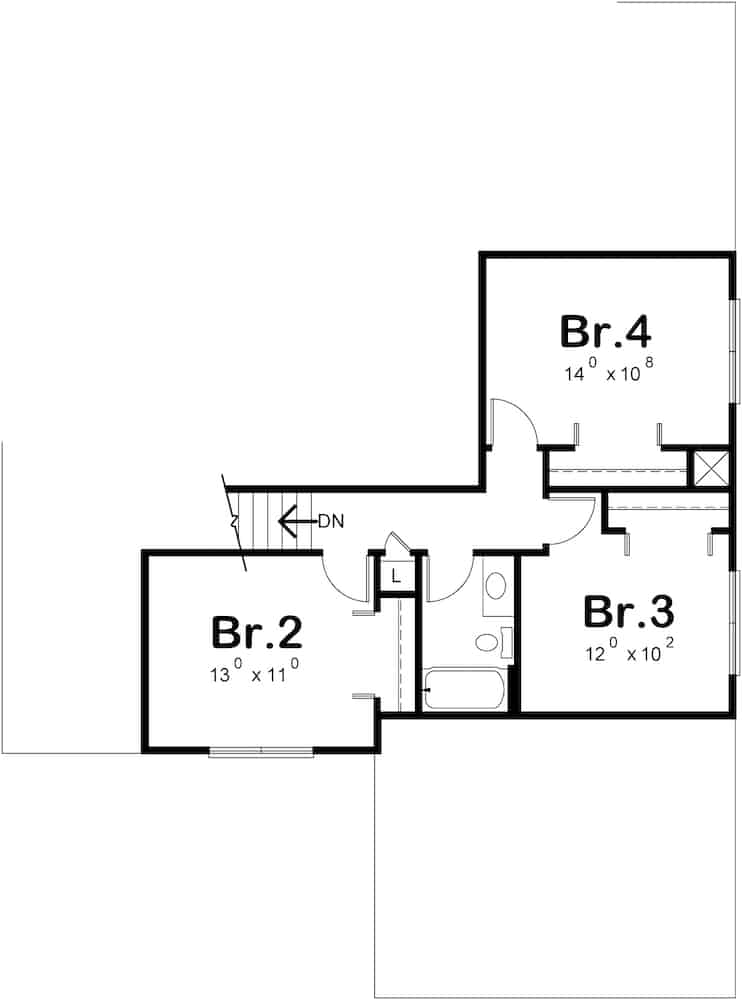 Floor Plan Upper Level of Farmhouse Plan #120-2640