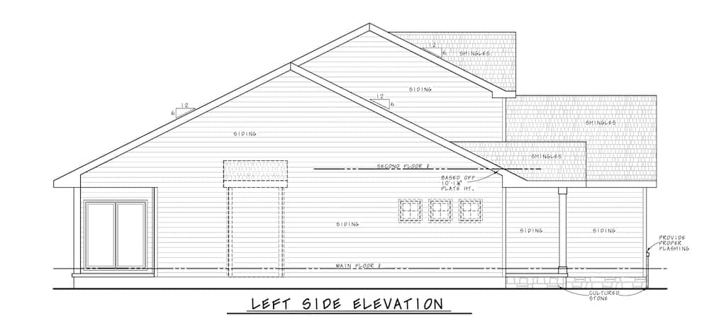 Home Plan Left Elevation of this 4-Bedroom,2154 Sq Ft Plan -120-2640