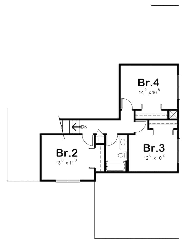 Floor Plan Upper Level of Farmhouse Plan #120-2641