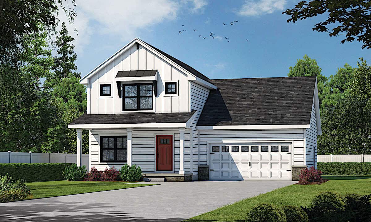 Contemporary Farmhouse home (ThePlanCollection: Plan #120-2642)