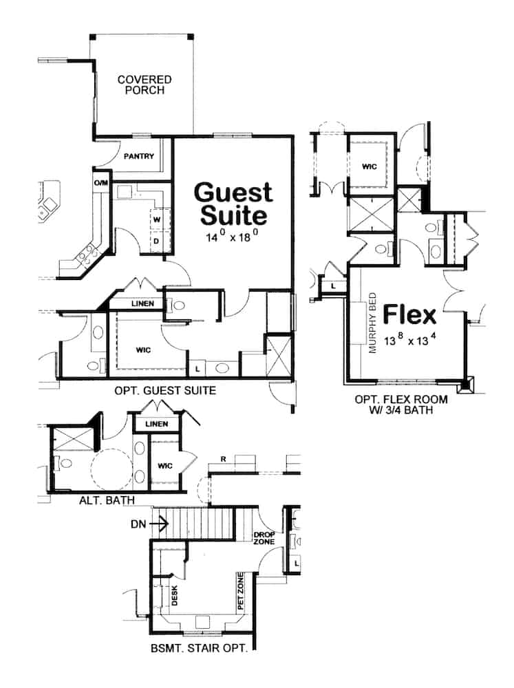 Floor Plan Main Level of Ranch Plan #120-2643