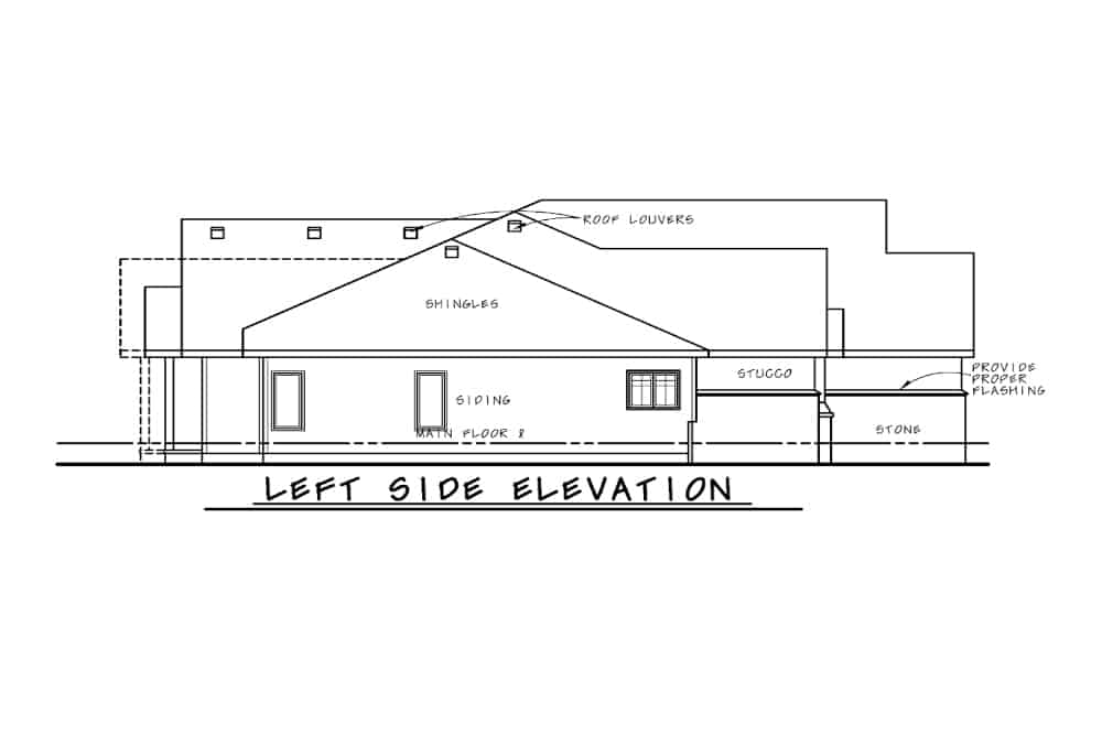 Home Plan Left Elevation of this 3-Bedroom,2695 Sq Ft Plan -120-2643